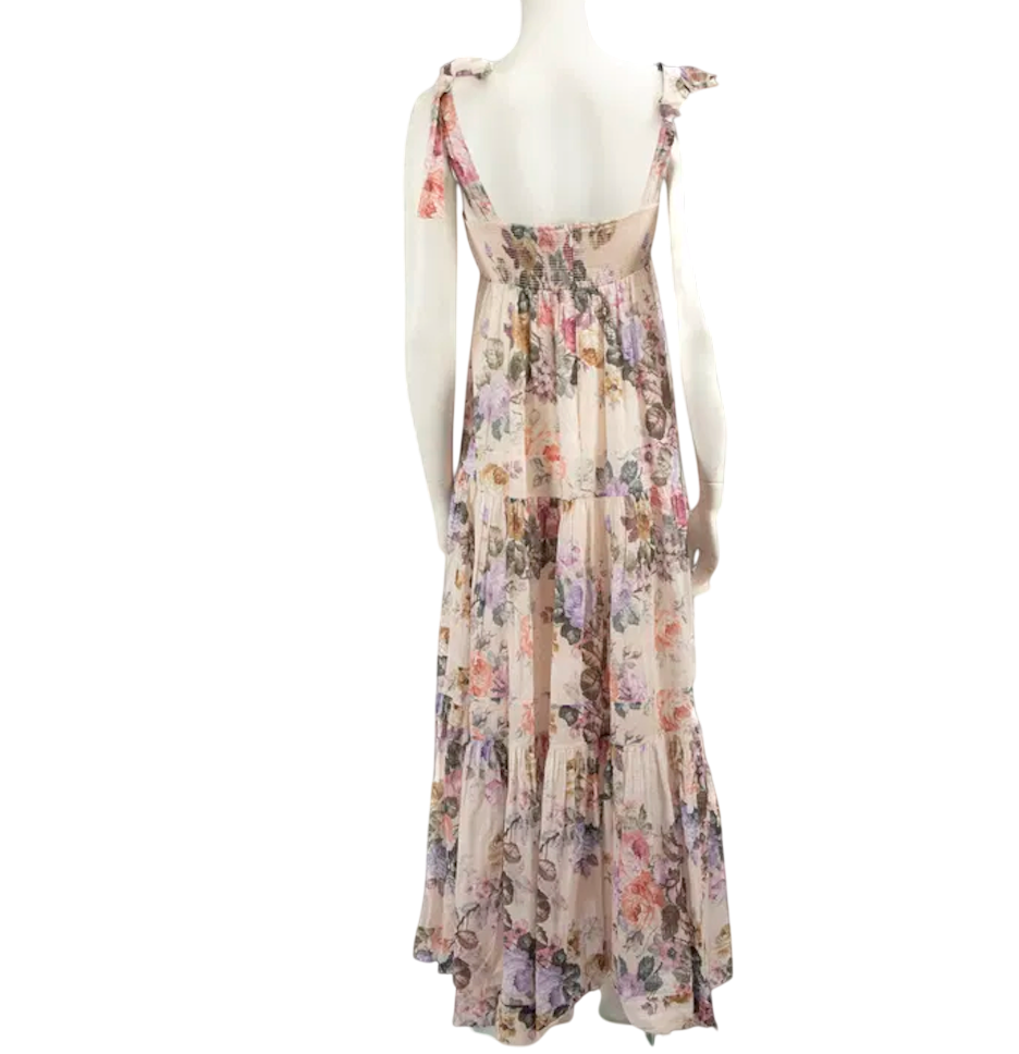 Zimmermann Multicoloured Brighton Tiered Floral-print Cotton Dress Sz0 UK 6