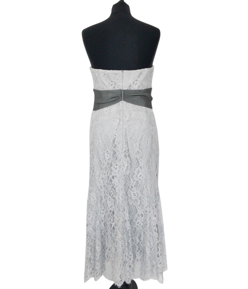 Paddy Campbell Dove Grey Strapless Lace Maxi Dress With Chiffon Tie &  Shawl UK 12