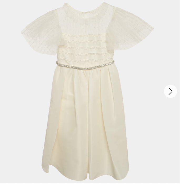 Self-Portrait Cream Ivory Taffetta Dot Mesh Dress 4 - 5 Years