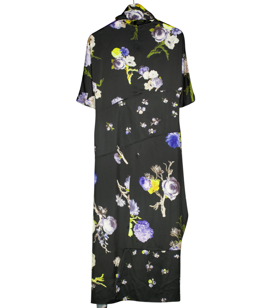 ACNE STUDIOS Black Acne Studios Dilona Floral Satin Midi Dress UK 8