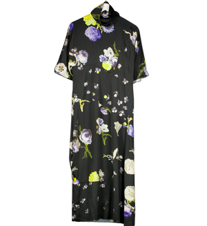 ACNE STUDIOS Black Acne Studios Dilona Floral Satin Midi Dress UK 8