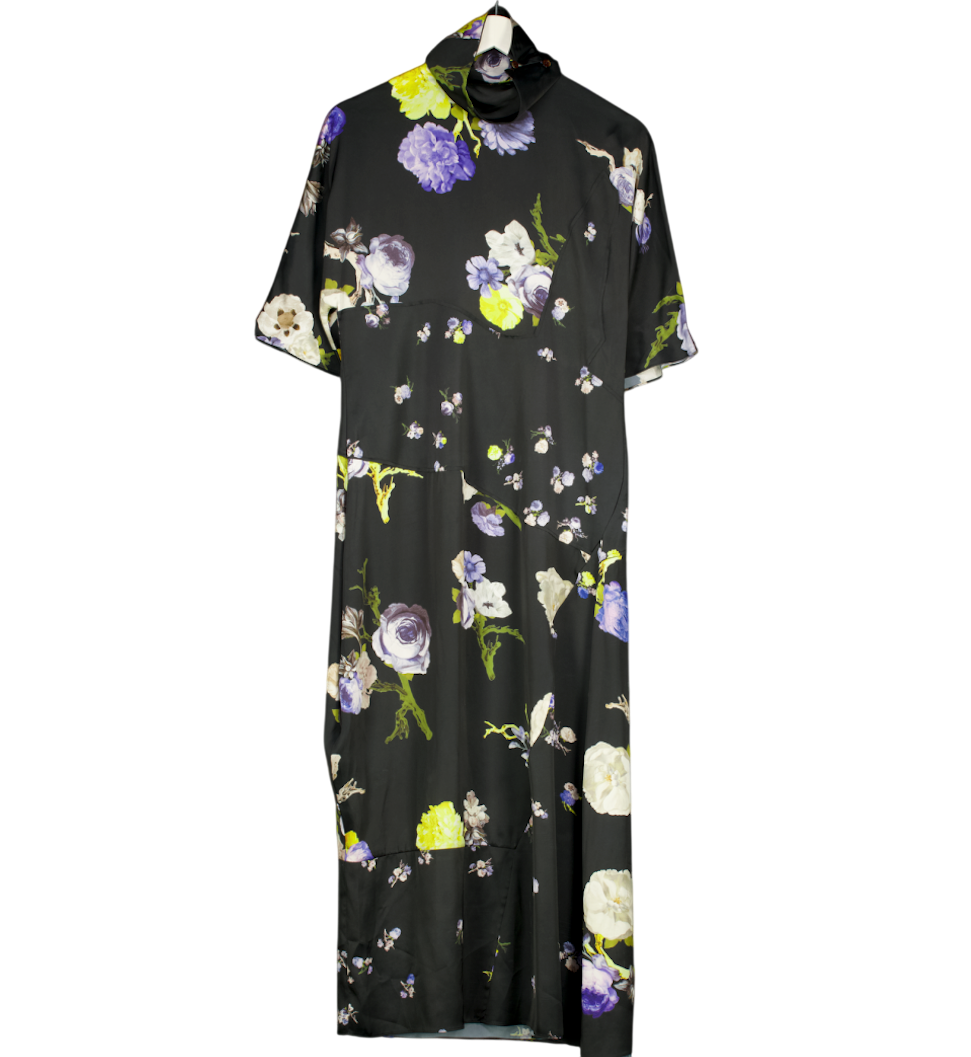 ACNE STUDIOS Black Acne Studios Dilona Floral Satin Midi Dress UK 8