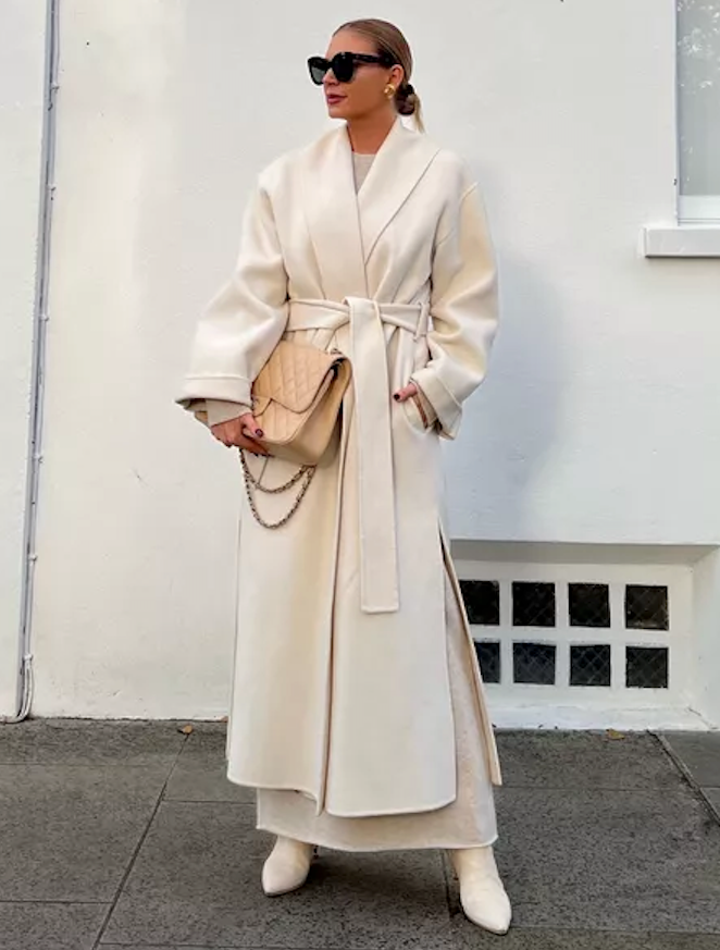BY MALENE BIRGER Cream Ivory CLASSIC Relaxed Fit Trullem Wool Coat Sz32 UK XXS