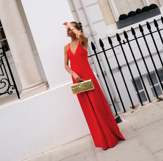 ME + EM Red Wide Leg Jumpsuit Satin Back Crepe UK 8