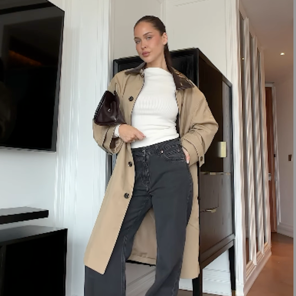 H&M Beige Twill Car Coat UK M