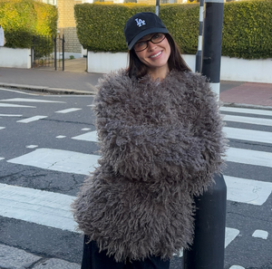 ONLY Brown Barcelona Life Belt Fur Coat UK S