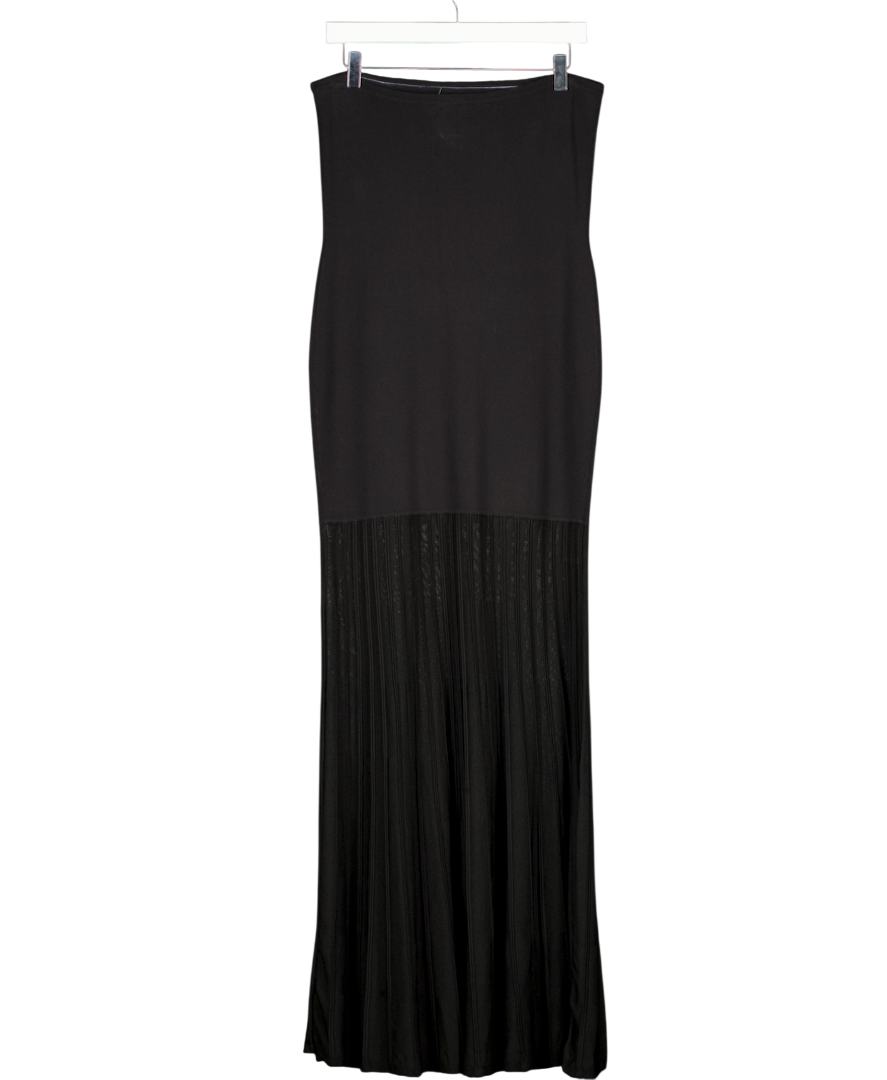 KAREN MILLEN Black Viscose Blend Sheer Knit Bandeau Pleated Skirt Maxi Reliked KAREN MILLEN Black Viscose Blend Sheer Knit Bandeau Pleated Skirt Maxi Reliked