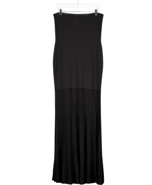 KAREN MILLEN Black Viscose Blend Sheer Knit Bandeau Pleated Skirt Maxi Dress UK M