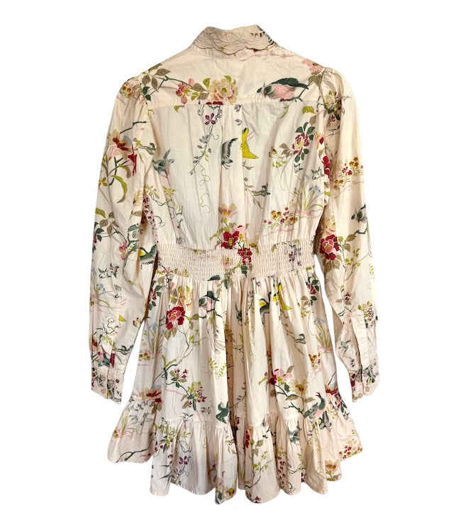 byTIMO Cream Lace Collar Mini Long Sleeved Dress - Botanical UK M