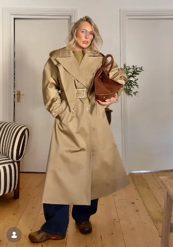 MAEBE Beige Sloan Hooded Gabardine Trench Coat UK M/L