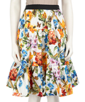 DOLCE & GABBANA Multicoloured Floral Cotton Poplin Tiered Knee Length Skirt UK 6