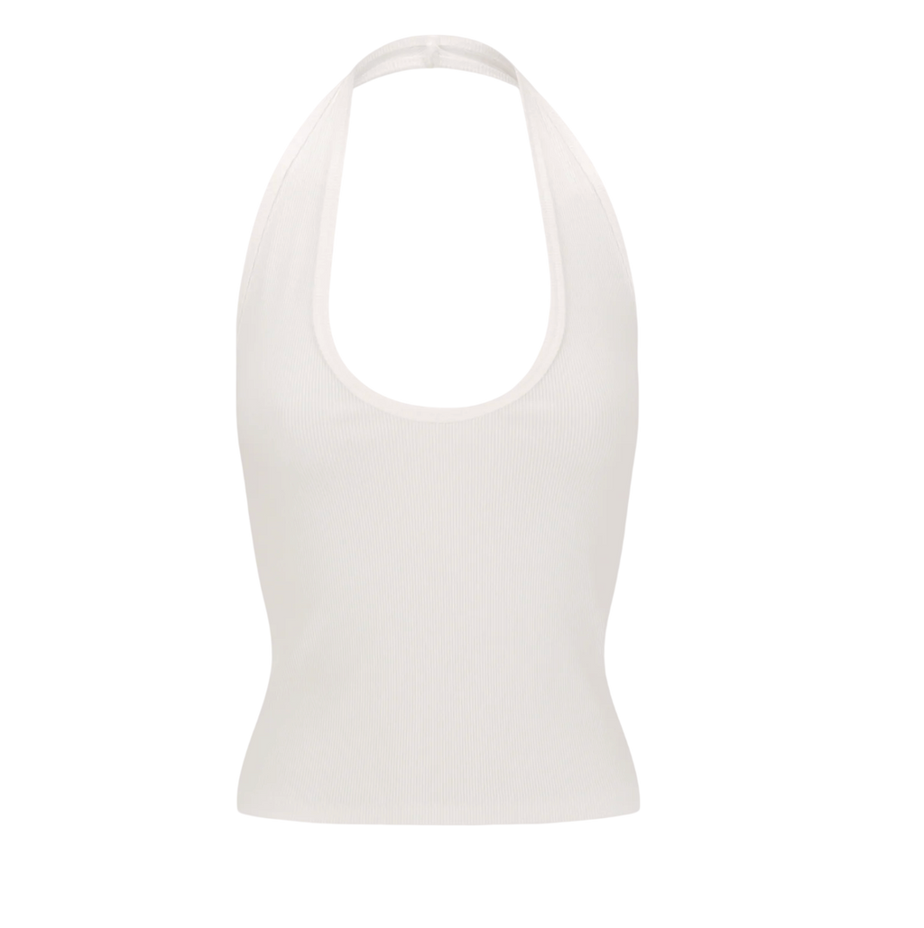 DISSH Harlan Off White Rib Cotton Blend Halter Top UK XS