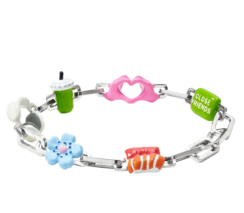POUBEL Recycled Rhodium Plated Sterling Silver Complete Colton Charm Link Bracelet