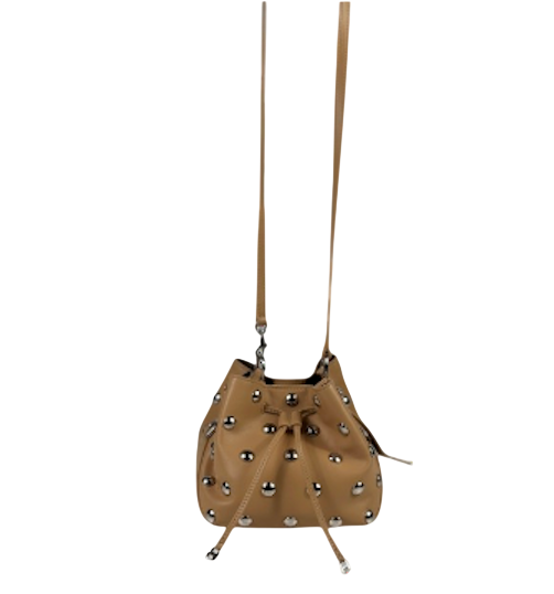 HOGAN Beige / Silver Leather Hocket Studded Bucket Bag
