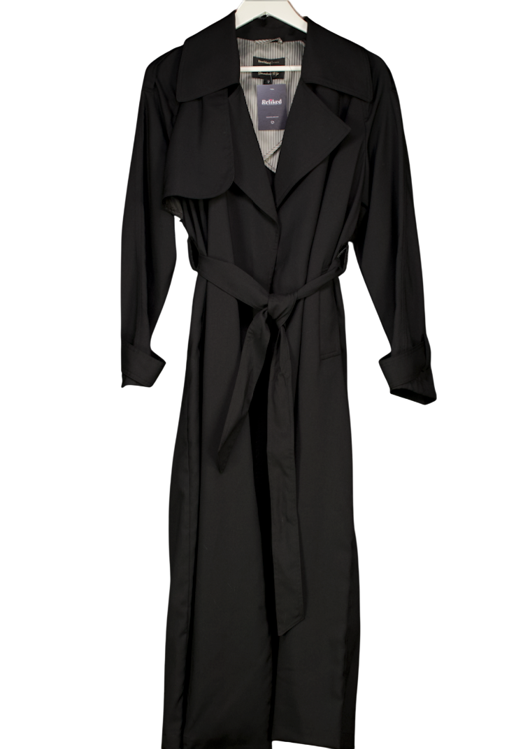 RIVER ISLAND Black Trench Coat UK 12