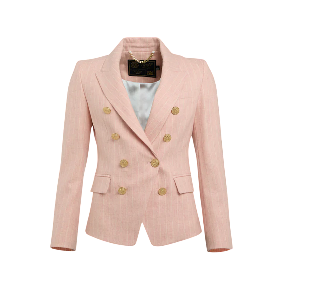 HOLLAND COOPER Knightsbridge Wool  Blazer Pink Chalk Pinstripe UK 10