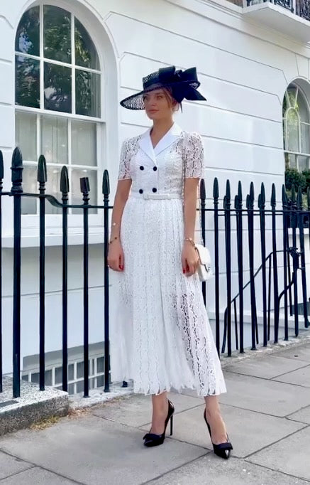 SELF PORTRAIT White Floral Guipure-lace Midi Dress UK 14 Reliked SELF PORTRAIT White Floral Guipure-lace Midi Dress UK 14 Reliked