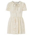 SELF PORTRAIT Cream Embellished Corded Guipure Lace Mini Dress UK 10