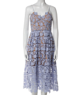 SELF PORTRAIT Lilac Blue Azaelea Floral-embroidered Woven Midi Dress UK 16