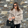 ZARA Cream Short Faux Fur Coat UK S