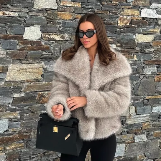 ZARA Cream Short Faux Fur Coat UK S