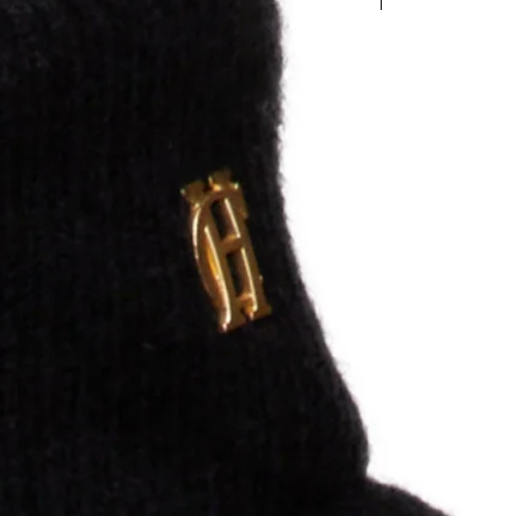 HOLLAND COOPER Black Mohair / Wool Roll Neck Knit With Gold Logo And Button Details UK S