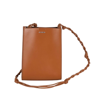JIL SANDER Brown Tan Leather Braided Strap Small Bag