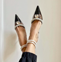 MACH & MACH Black Diamond Of Elizabeth Heels With Pearl Embellishments UK 5 EU 38