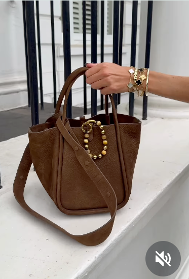 SONGMONT Brown Suede Medium Song Bag With Peace Beads Charm - Agarwood One Size