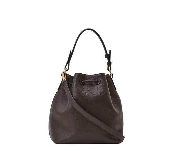 REISS Esther Suede And Leather Bucket Bag In Chocolate Brown