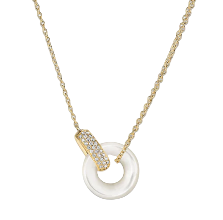 MEJURI 14k yellow gold Linked Pavé Diamond Pearl Necklace