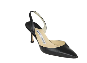 Manolo Blahnik Carolyne Leather Mid-heel 70mm Halter Pump In Black UK 3.5 EU 36.5