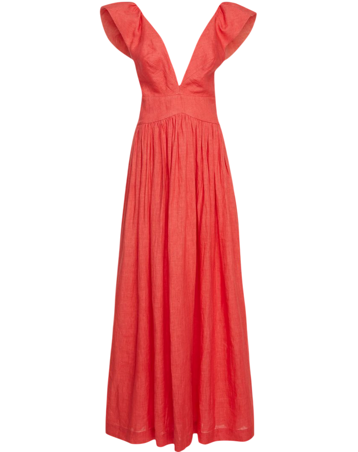 KALITA Red Linen Blend Maxi Dress UK S