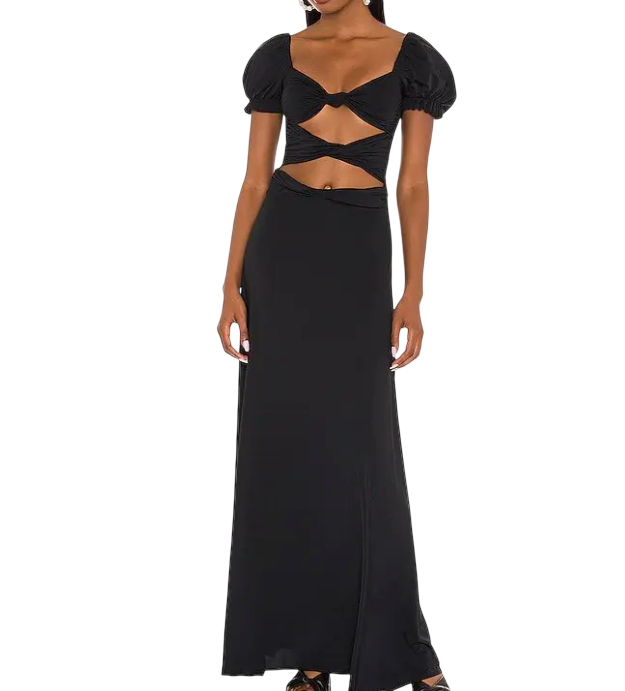 AGUA BENDITA Black Bali Cut-out Maxi Dress UK S