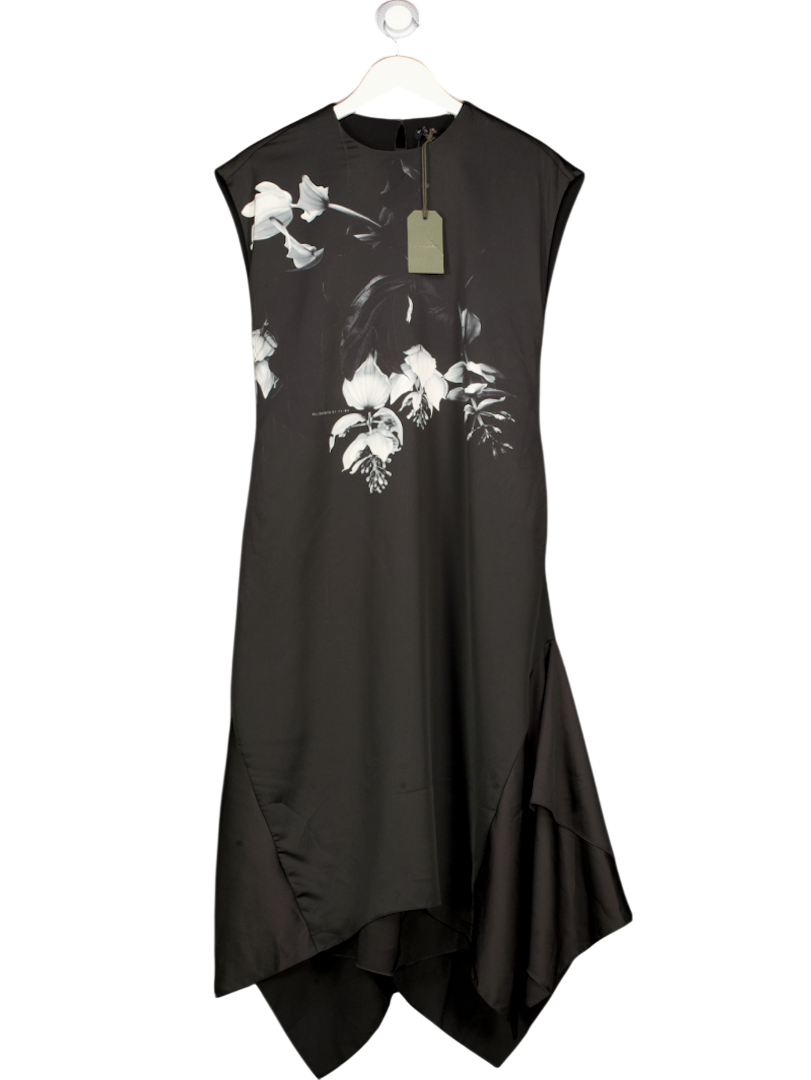 ALLSAINTS Black Gian Kosumoso Floral Midi  Dress UK 6