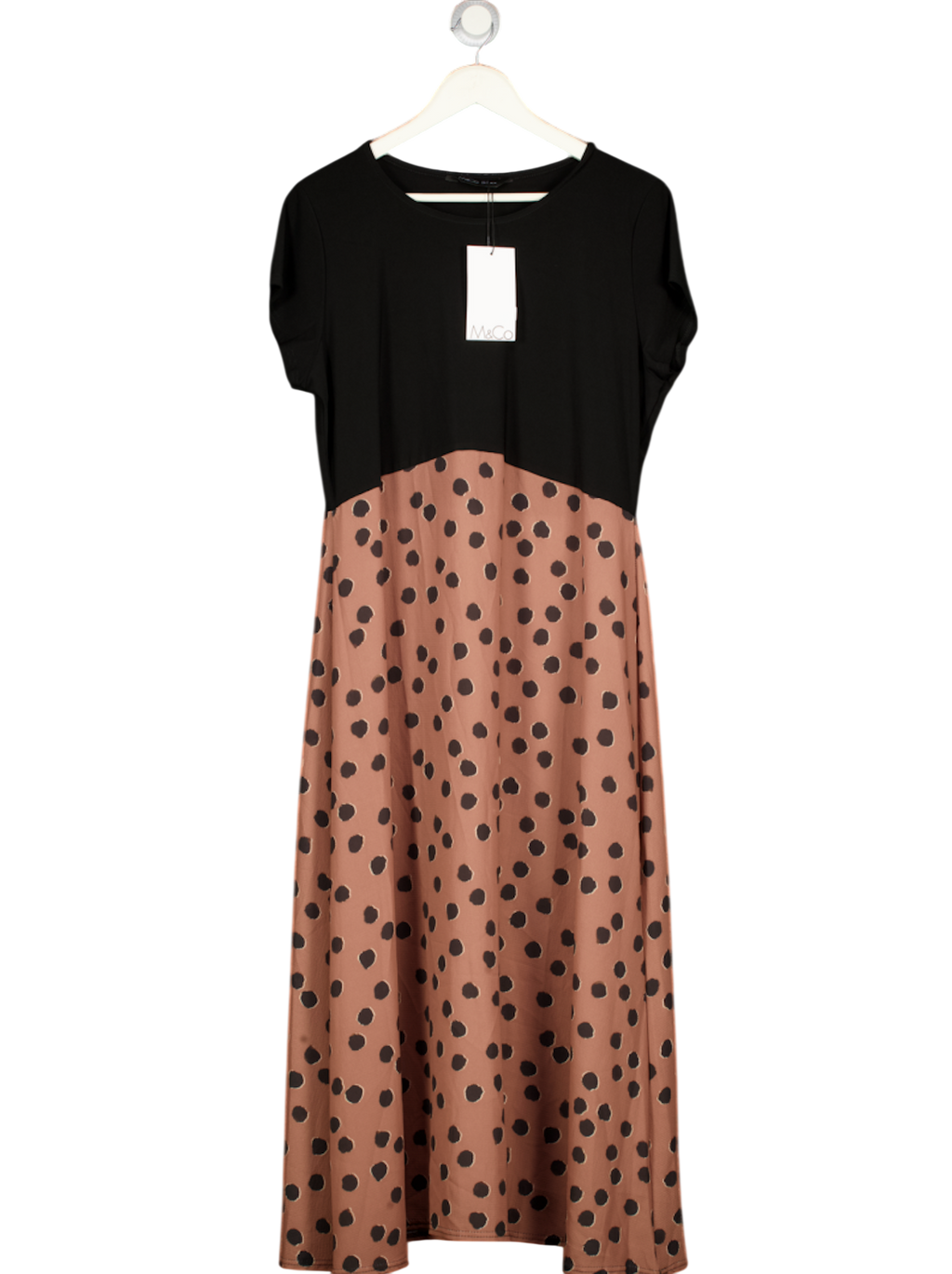 M&Co Black Spot Print Midi Dress UK 18