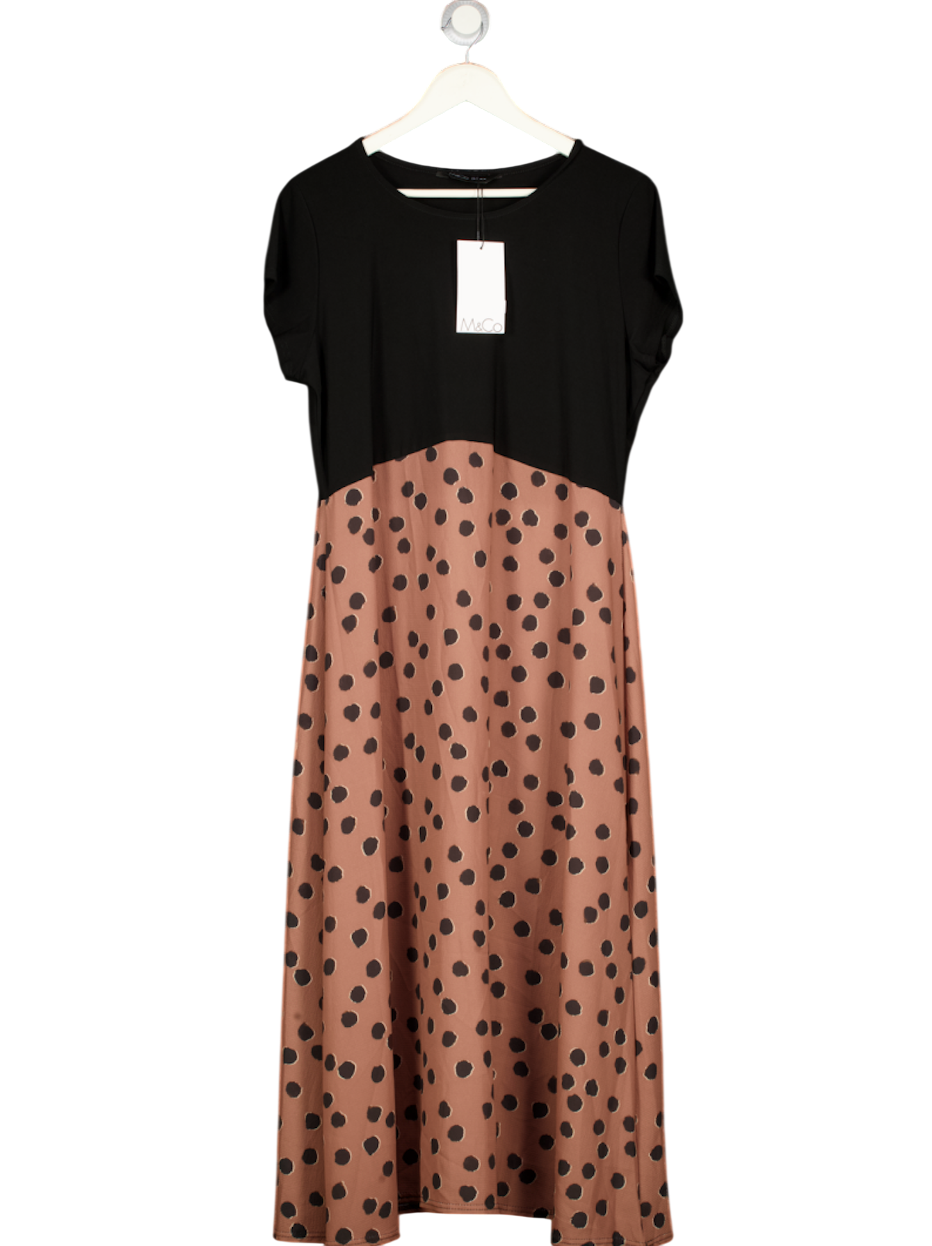M&Co Black Spot Print Midi Dress UK 18