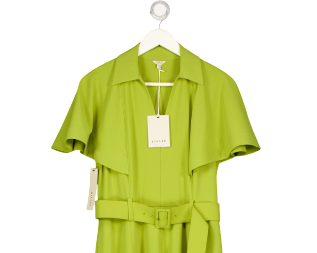 JIGSAW Belted Cap Sleeve Shirt Dress, Green UK 10