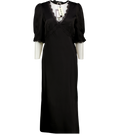 RIXO Black Annina Satin & Lace Trim Midi Dress UK 12
