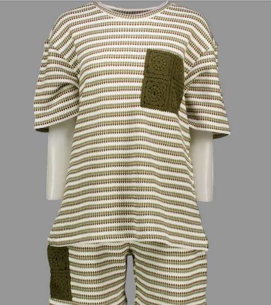CHE STUDIOS 2-piece Cream / Khaki Knit Top (uk M) & Shorts (uk S) Set UK S/M