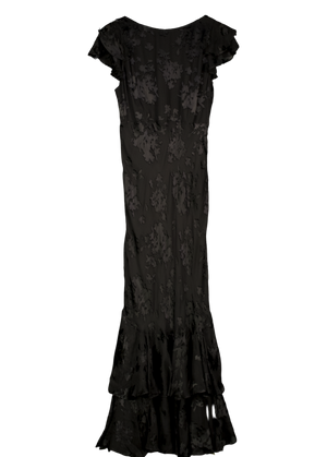 RIXO Ordinia Silk Gown - Bouquet Devoré Black UK 12