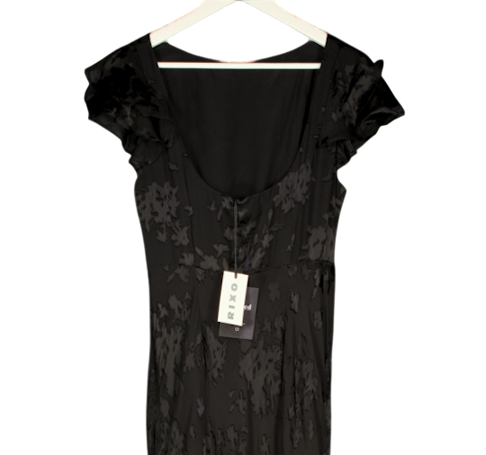 RIXO Ordinia Silk Gown - Bouquet Devoré Black UK 12
