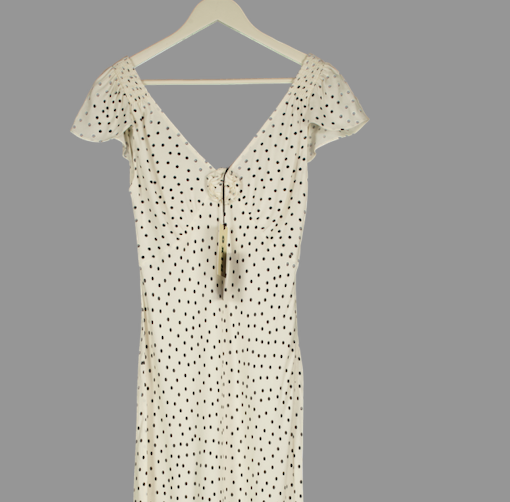 RIXO Ivory  / Black Layal Dot Cathy Midi Dress UK 6