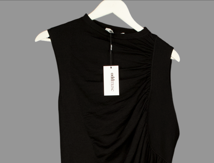 ODDMUSE Sheer Gathered Detail Top   Black UK L