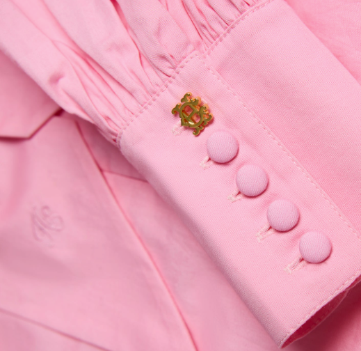 HOLLAND COOPER Cleo Blouse Bright Pink WITH EMBROIDERED LOGO AND GOLD HC  UK 6