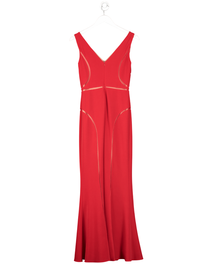 Mikael Aghal Red Mesh Panel Gown UK 6