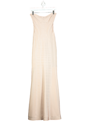 Herve Leger Blush Pink Bandage Strapless Haven Maxi Dress UK XS
