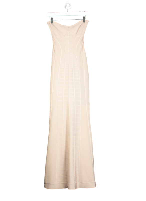 Herve Leger Blush Pink Bandage Strapless Haven Maxi Dress / Gown UK XS