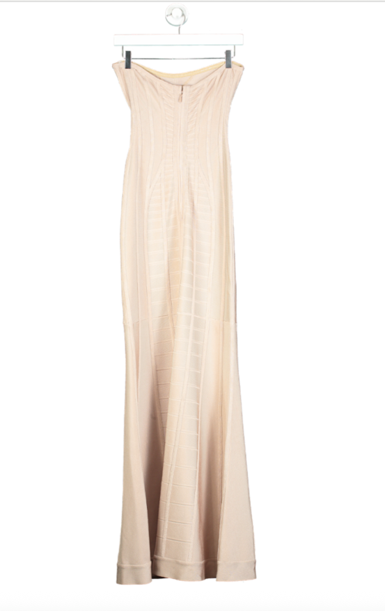 Herve Leger Blush Pink Bandage Strapless Haven Maxi Dress / Gown UK XS