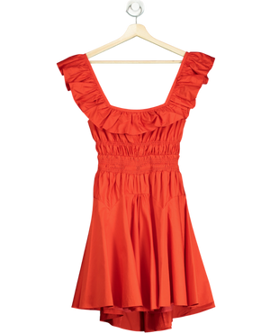 SELF PORTRAIT Red Cotton Ruffle Bow Back Mini Dress UK 8